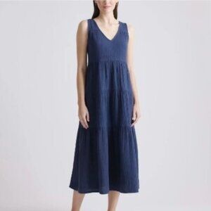 NWT Quince 100% Organic Cotton Gauze Tiered Maxi Dress